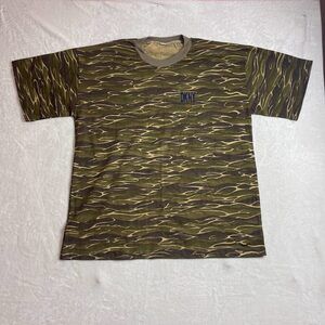 DKNY Men's Green Tiger Stripe Camo T-Shirt Size XL Vintage 80s